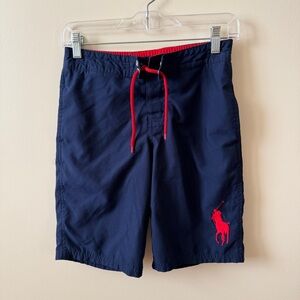 Polo Ralph Lauren Swim Trunks Boys Size 10 - 12 Medium Navy Blue and Red